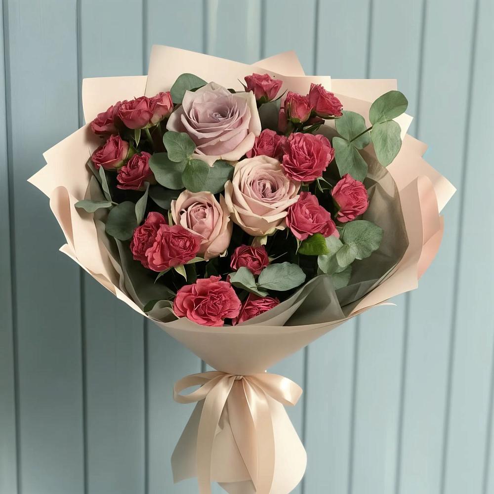 Букет цветов из: Гвоздики и Розы в Кавказской