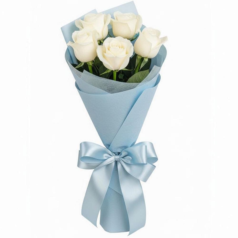 Букет 5 Белых роз Проуд в Кавказской