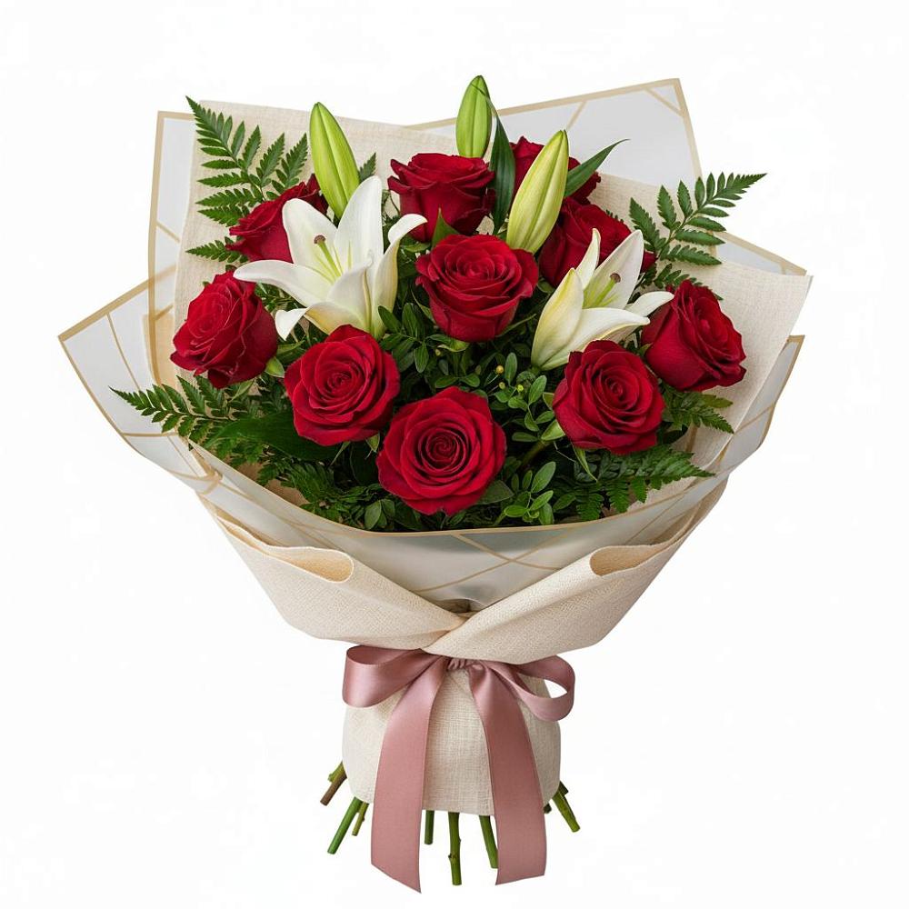 Букет цветов из: Лилии и Розы в Кавказской