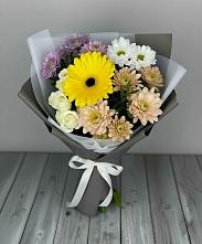 Букет цветов из:  Розы, Герберы и Хризантемы в Кавказской