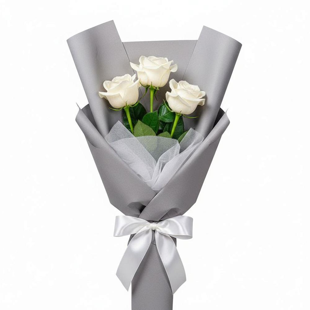 Букет 3 белые розы в Кавказской