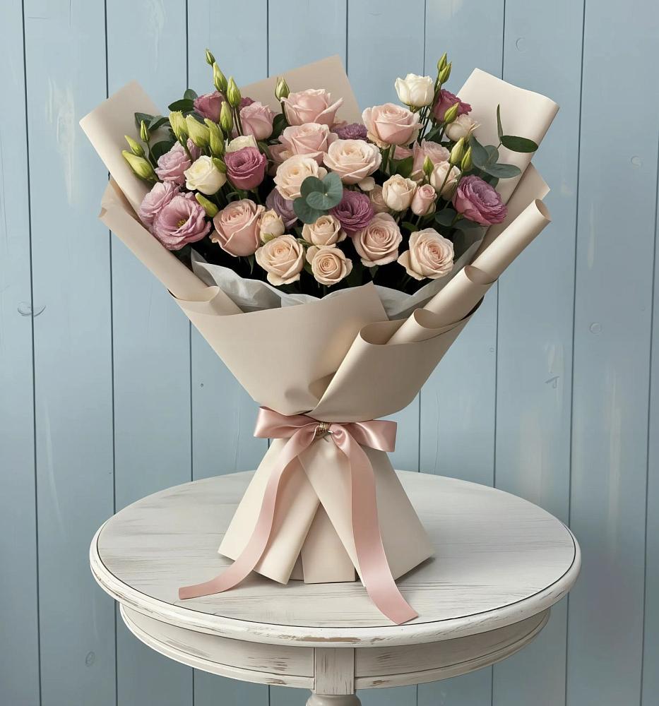 Букет цветов из: Розы и Лизиантусы в Кавказской