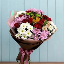 Букет цветов из:  Розы, Хризантемы и Альстромерии в Кавказской